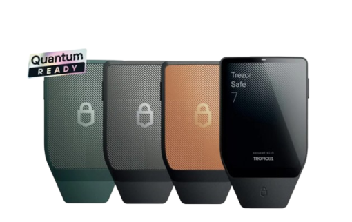 Trezor Safe 7, hardware wallet com Secure Element auditável usada como chave de segurança FIDO2