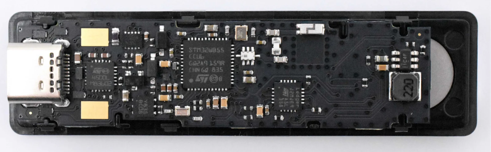 PCB preta da Ledger Nano X revisão 1, parte frontal